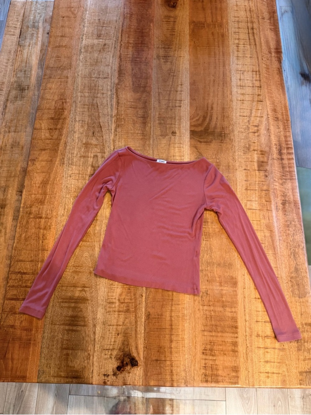 Cotton On Long Sleeve Boatneck Top in Dusty Rose Pink
